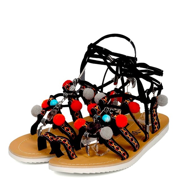 Nature Breeze Shoes - Nature Breeze Women Mixed Media Tribal Sandals